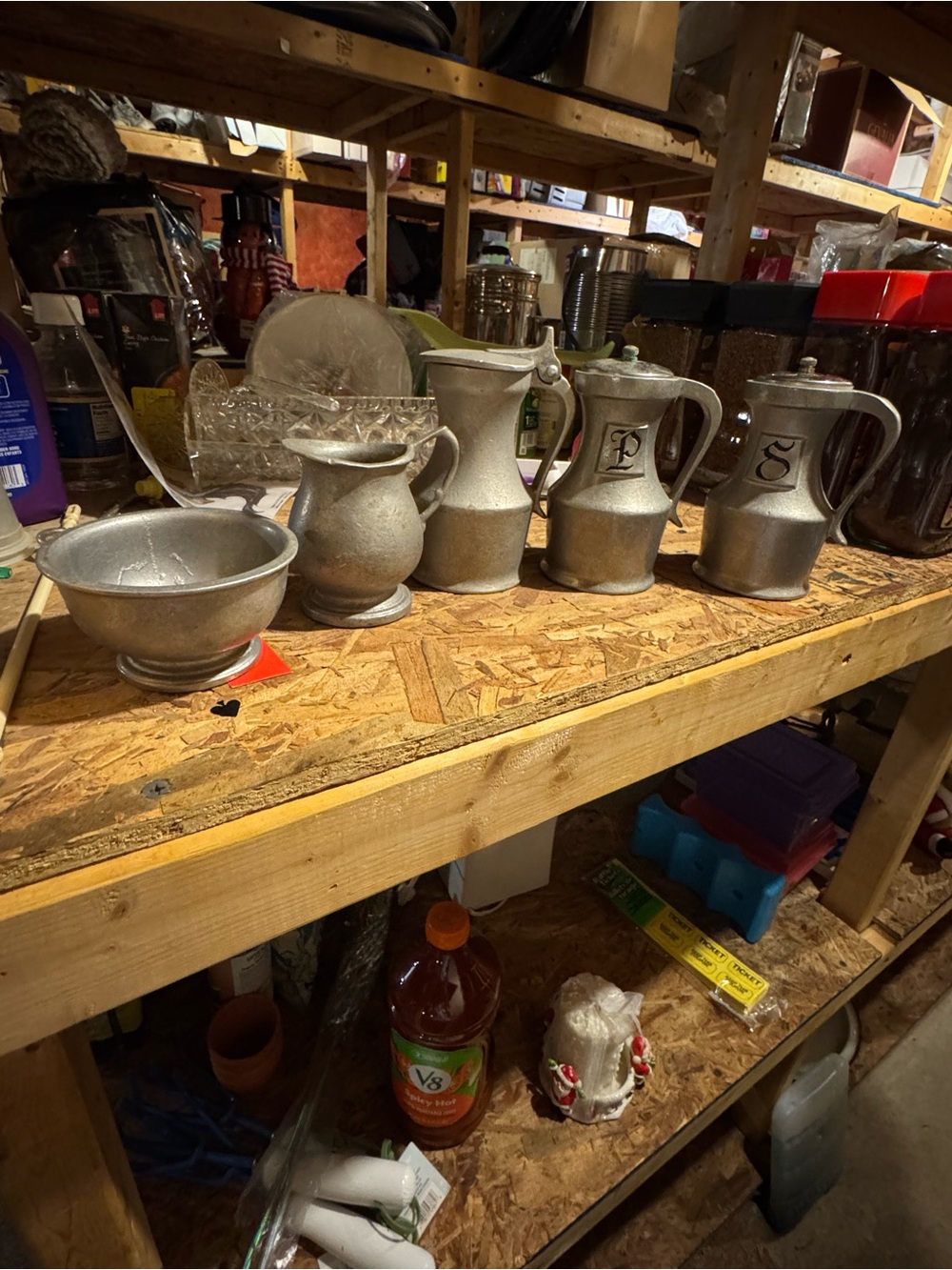 Pewter-Style Decorative Pitcher and Bowl Set - Silver Finish